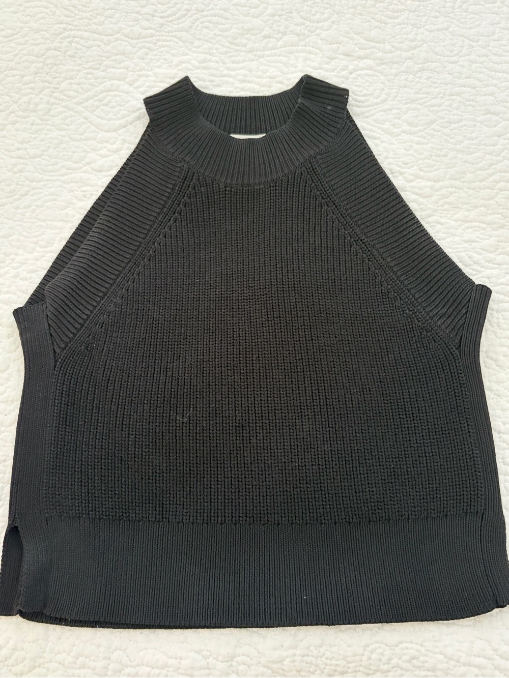 Aritzia Wilfred Black Sleeveless Ribbed Mock Neck Tank XS